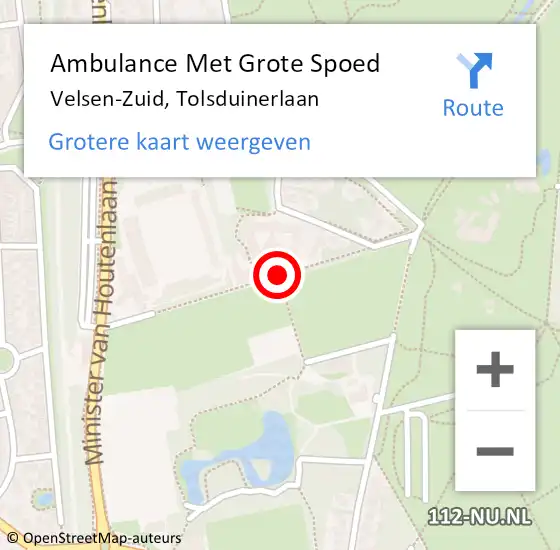 Locatie op kaart van de 112 melding: Ambulance Met Grote Spoed Naar Velsen-Zuid, Tolsduinerlaan op 29 oktober 2016 12:38