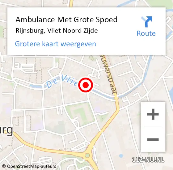Locatie op kaart van de 112 melding: Ambulance Met Grote Spoed Naar Rijnsburg, Vliet Noord Zijde op 29 oktober 2016 13:03