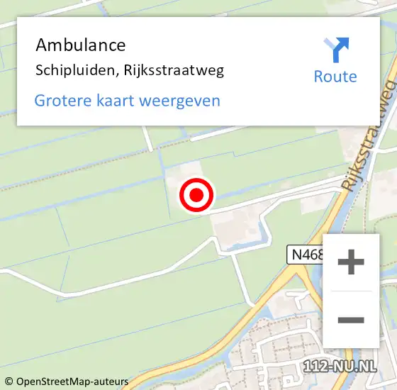 Locatie op kaart van de 112 melding: Ambulance Schipluiden, Rijksstraatweg op 29 oktober 2016 13:55