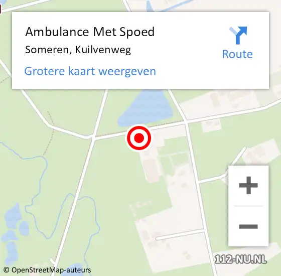 Locatie op kaart van de 112 melding: Ambulance Met Spoed Naar Someren, Kuilvenweg op 29 oktober 2016 13:55