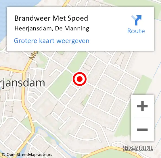 Locatie op kaart van de 112 melding: Brandweer Met Spoed Naar Heerjansdam, De Manning op 31 december 2013 16:46