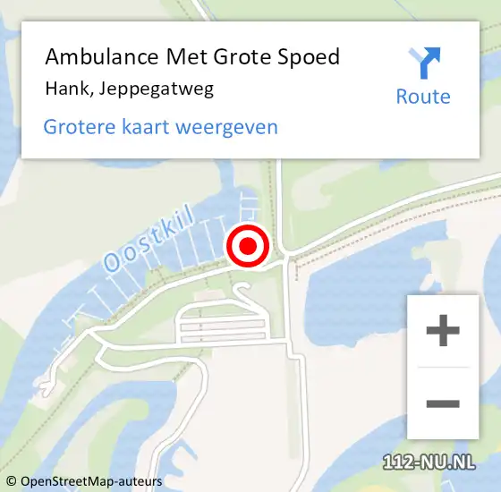 Locatie op kaart van de 112 melding: Ambulance Met Grote Spoed Naar Hank, Jeppegatweg op 29 oktober 2016 15:03