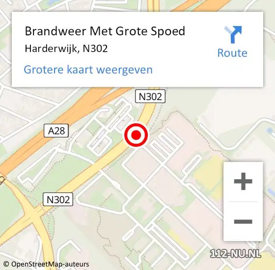 Locatie op kaart van de 112 melding: Brandweer Met Grote Spoed Naar Harderwijk, N302 op 29 oktober 2016 15:04