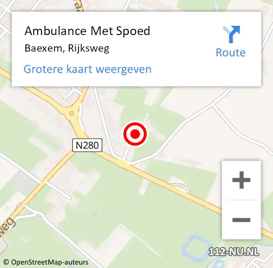 Locatie op kaart van de 112 melding: Ambulance Met Spoed Naar Baexem, Rijksweg op 29 oktober 2016 15:19