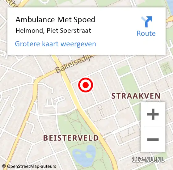 Locatie op kaart van de 112 melding: Ambulance Met Spoed Naar Helmond, Piet Soerstraat op 29 oktober 2016 15:28