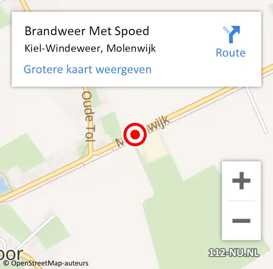 Locatie op kaart van de 112 melding: Brandweer Met Spoed Naar Kiel-Windeweer, Molenwijk op 31 december 2013 16:50