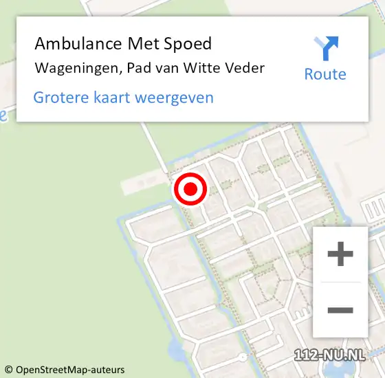 Locatie op kaart van de 112 melding: Ambulance Met Spoed Naar Wageningen, Pad van Witte Veder op 29 oktober 2016 17:39