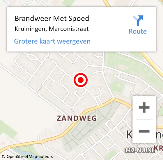 Locatie op kaart van de 112 melding: Brandweer Met Spoed Naar Kruiningen, Marconistraat op 29 oktober 2016 17:55