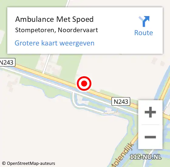 Locatie op kaart van de 112 melding: Ambulance Met Spoed Naar Stompetoren, Noordervaart op 29 oktober 2016 18:03