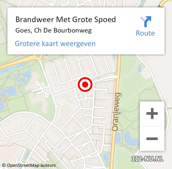 Locatie op kaart van de 112 melding: Brandweer Met Grote Spoed Naar Goes, Ch De Bourbonweg op 29 oktober 2016 18:47