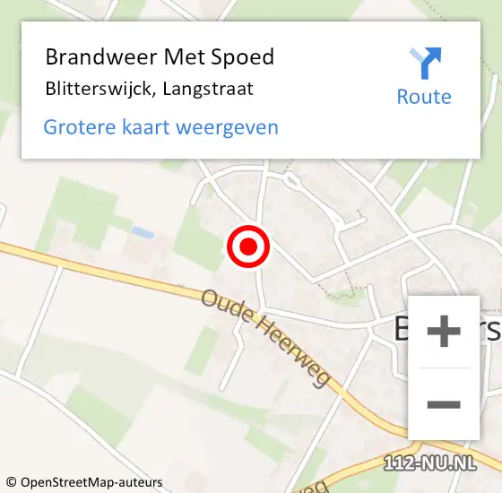 Locatie op kaart van de 112 melding: Brandweer Met Spoed Naar Blitterswijck, Langstraat op 29 oktober 2016 19:45