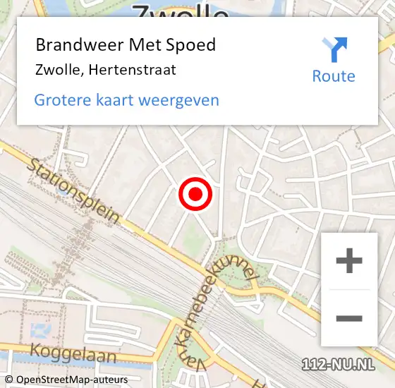 Locatie op kaart van de 112 melding: Brandweer Met Spoed Naar Zwolle, Hertenstraat op 29 oktober 2016 20:29