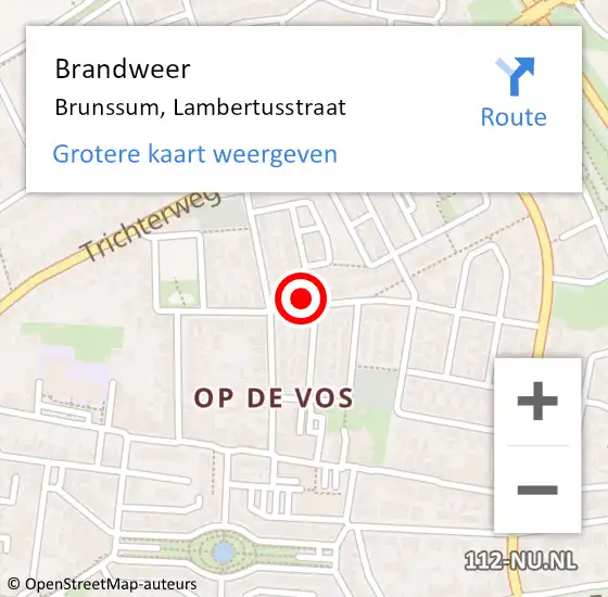 Locatie op kaart van de 112 melding: Brandweer Brunssum, Lambertusstraat op 31 december 2013 17:05