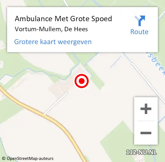 Locatie op kaart van de 112 melding: Ambulance Met Grote Spoed Naar Vortum-Mullem, De Hees op 29 oktober 2016 20:45