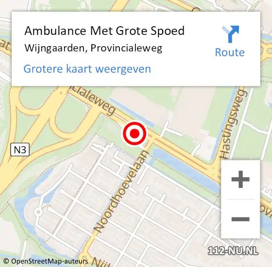 Locatie op kaart van de 112 melding: Ambulance Met Grote Spoed Naar Wijngaarden, Provincialeweg op 29 oktober 2016 21:11