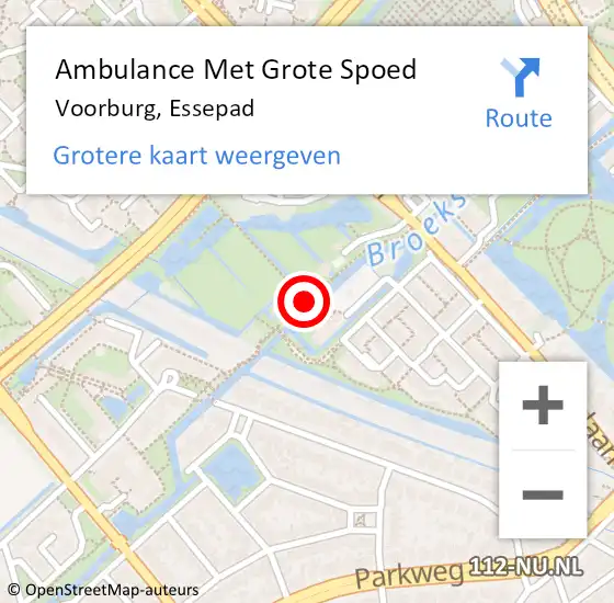 Locatie op kaart van de 112 melding: Ambulance Met Grote Spoed Naar Voorburg, Essepad op 29 oktober 2016 21:42