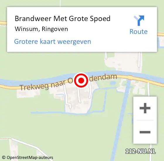 Locatie op kaart van de 112 melding: Brandweer Met Grote Spoed Naar Winsum, Ringoven op 29 oktober 2016 22:08