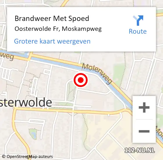 Locatie op kaart van de 112 melding: Brandweer Met Spoed Naar Oosterwolde Fr, Moskampweg op 31 december 2013 17:11