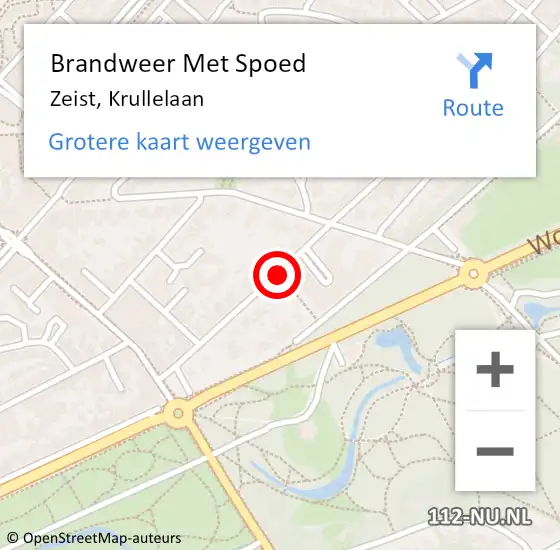 Locatie op kaart van de 112 melding: Brandweer Met Spoed Naar Zeist, Krullelaan op 29 oktober 2016 23:21