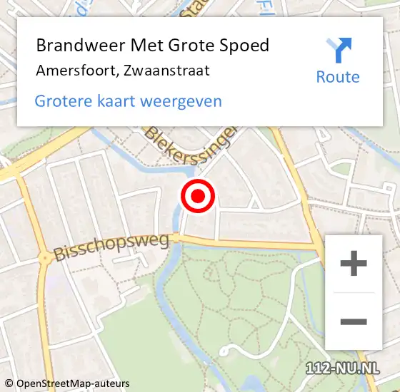 Locatie op kaart van de 112 melding: Brandweer Met Grote Spoed Naar Amersfoort, Zwaanstraat op 29 oktober 2016 23:39