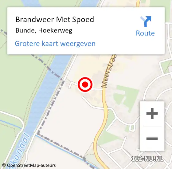 Locatie op kaart van de 112 melding: Brandweer Met Spoed Naar Bunde, Hoekerweg op 29 oktober 2016 23:44