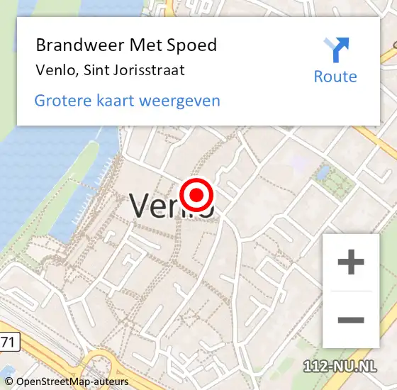 Locatie op kaart van de 112 melding: Brandweer Met Spoed Naar Venlo, Sint Jorisstraat op 30 oktober 2016 00:43