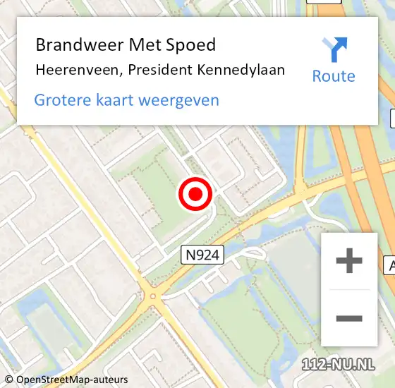 Locatie op kaart van de 112 melding: Brandweer Met Spoed Naar Heerenveen, President Kennedylaan op 31 december 2013 17:18