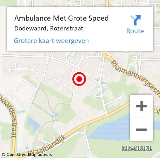 Locatie op kaart van de 112 melding: Ambulance Met Grote Spoed Naar Dodewaard, Rozenstraat op 30 oktober 2016 02:08