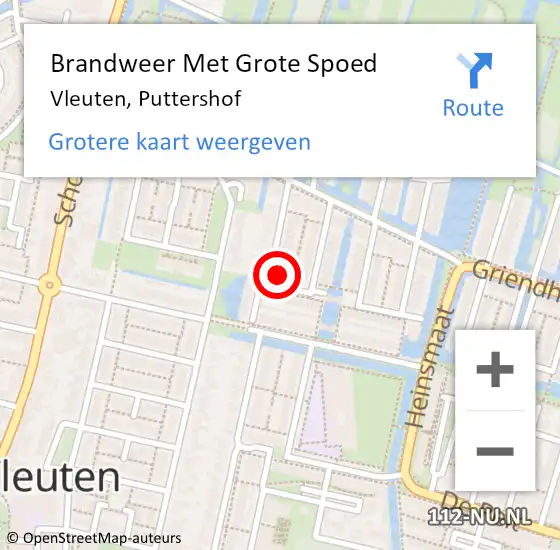 Locatie op kaart van de 112 melding: Brandweer Met Grote Spoed Naar Vleuten, Puttershof op 30 oktober 2016 02:30