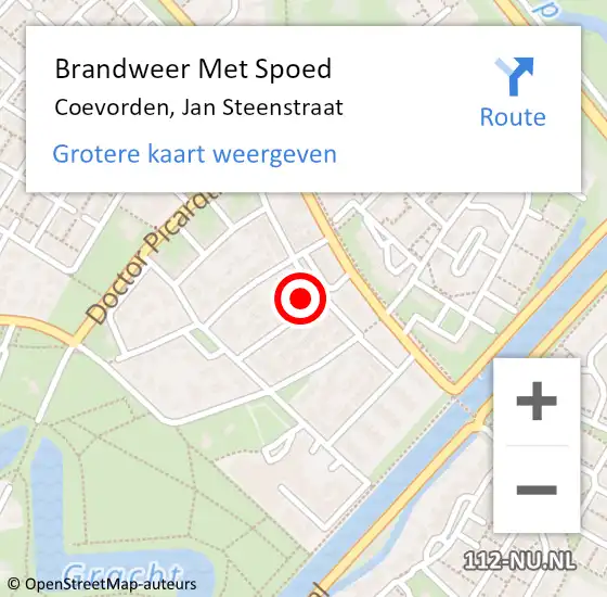 Locatie op kaart van de 112 melding: Brandweer Met Spoed Naar Coevorden, Jan Steenstraat op 31 december 2013 17:27