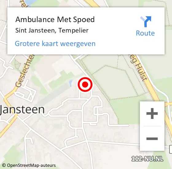 Locatie op kaart van de 112 melding: Ambulance Met Spoed Naar Sint Jansteen, Tempelier op 30 oktober 2016 04:40