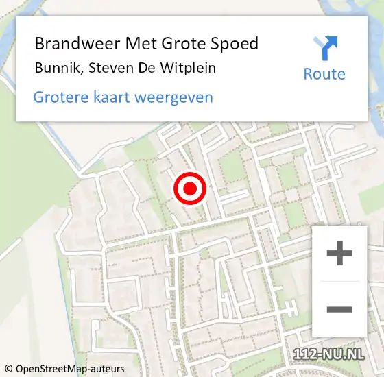 Locatie op kaart van de 112 melding: Brandweer Met Grote Spoed Naar Bunnik, Steven De Witplein op 30 oktober 2016 08:02