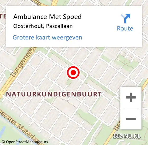 Locatie op kaart van de 112 melding: Ambulance Met Spoed Naar Oosterhout, Pascallaan op 30 oktober 2016 09:10