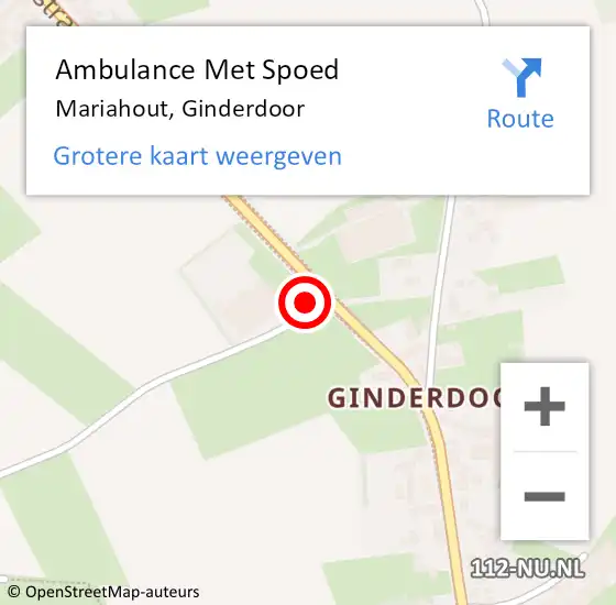 Locatie op kaart van de 112 melding: Ambulance Met Spoed Naar Mariahout, Ginderdoor op 30 oktober 2016 09:28