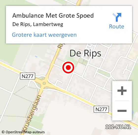 Locatie op kaart van de 112 melding: Ambulance Met Grote Spoed Naar De Rips, Lambertweg op 30 oktober 2016 09:33