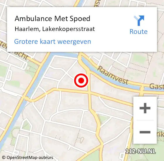 Locatie op kaart van de 112 melding: Ambulance Met Spoed Naar Haarlem, Lakenkopersstraat op 30 oktober 2016 09:40