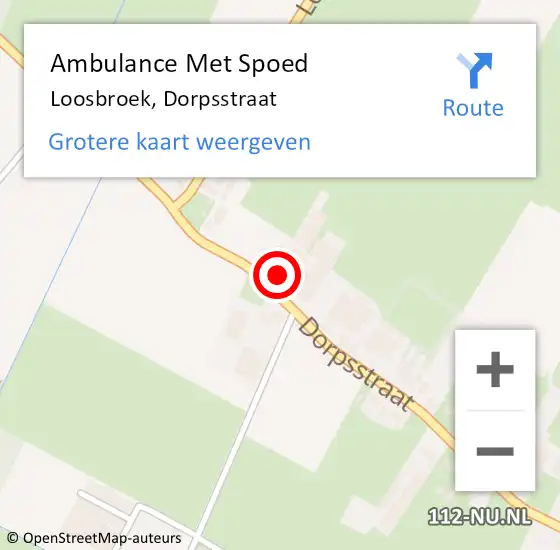 Locatie op kaart van de 112 melding: Ambulance Met Spoed Naar Loosbroek, Dorpsstraat op 30 oktober 2016 09:55