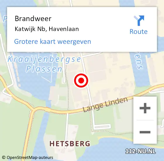 Locatie op kaart van de 112 melding: Brandweer Katwijk Nb, Havenlaan op 30 oktober 2016 10:07