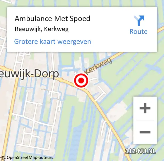 Locatie op kaart van de 112 melding: Ambulance Met Spoed Naar Reeuwijk, Kerkweg op 30 oktober 2016 10:13