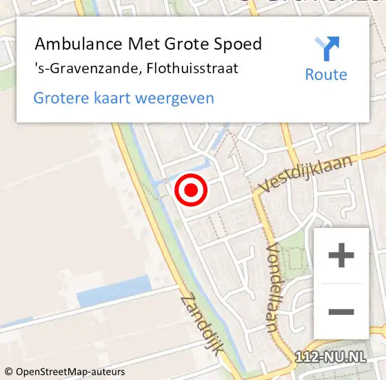 Locatie op kaart van de 112 melding: Ambulance Met Grote Spoed Naar 's-Gravenzande, Flothuisstraat op 30 oktober 2016 10:14