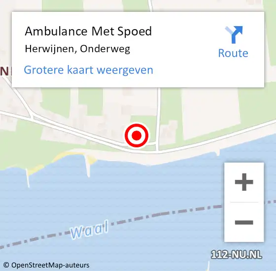 Locatie op kaart van de 112 melding: Ambulance Met Spoed Naar Herwijnen, Onderweg op 30 oktober 2016 10:26