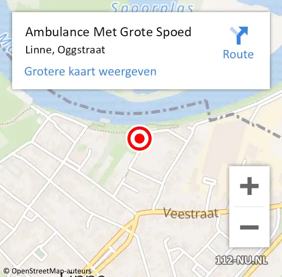 Locatie op kaart van de 112 melding: Ambulance Met Grote Spoed Naar Linne, Oggstraat op 30 oktober 2016 10:53