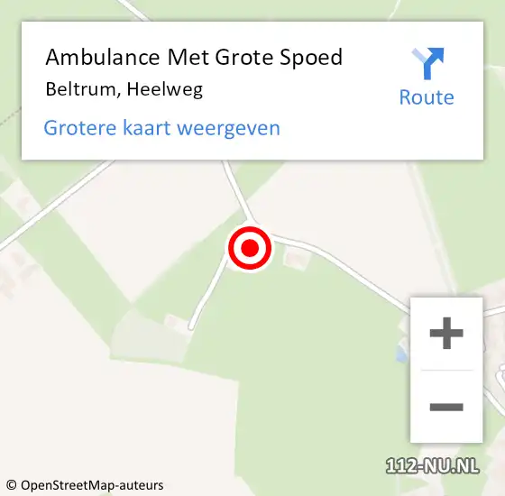 Locatie op kaart van de 112 melding: Ambulance Met Grote Spoed Naar Beltrum, Heelweg op 30 oktober 2016 10:54