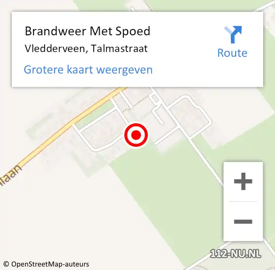 Locatie op kaart van de 112 melding: Brandweer Met Spoed Naar Vledderveen, Talmastraat op 31 december 2013 17:39