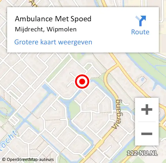 Locatie op kaart van de 112 melding: Ambulance Met Spoed Naar Mijdrecht, Wipmolen op 30 oktober 2016 12:05