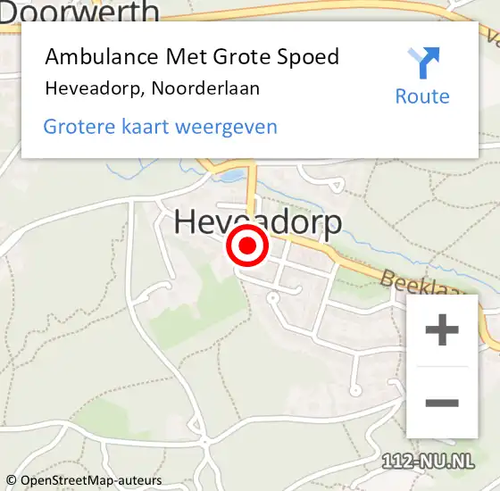 Locatie op kaart van de 112 melding: Ambulance Met Grote Spoed Naar Heveadorp, Noorderlaan op 30 oktober 2016 12:16