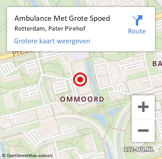 Locatie op kaart van de 112 melding: Ambulance Met Grote Spoed Naar Rotterdam, Pater Pirehof op 30 oktober 2016 12:24