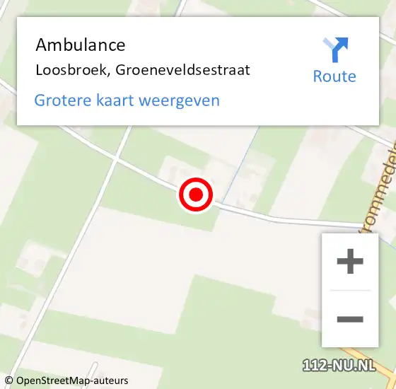 Locatie op kaart van de 112 melding: Ambulance Loosbroek, Groeneveldsestraat op 30 oktober 2016 12:47