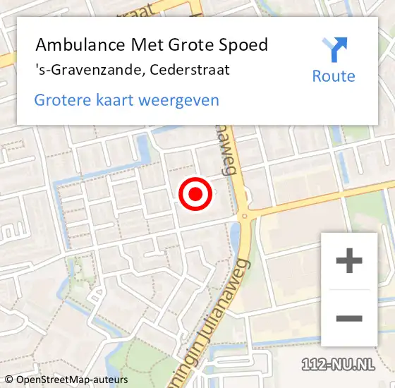 Locatie op kaart van de 112 melding: Ambulance Met Grote Spoed Naar 's-Gravenzande, Cederstraat op 30 oktober 2016 12:49