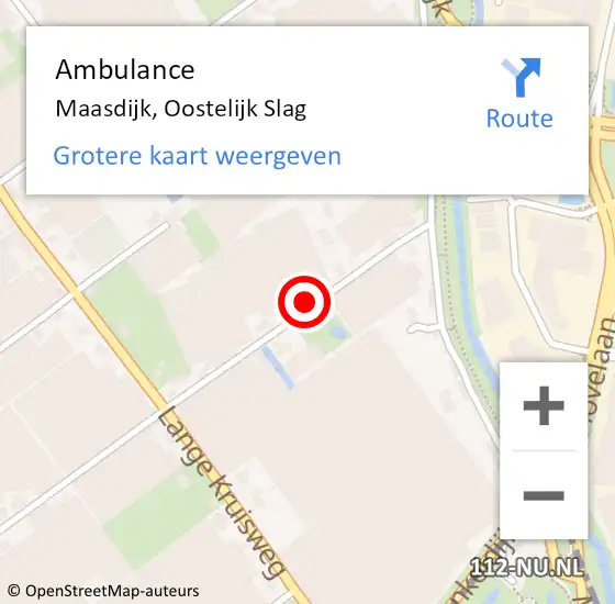 Locatie op kaart van de 112 melding: Ambulance Maasdijk, Oostelijk Slag op 30 oktober 2016 12:52
